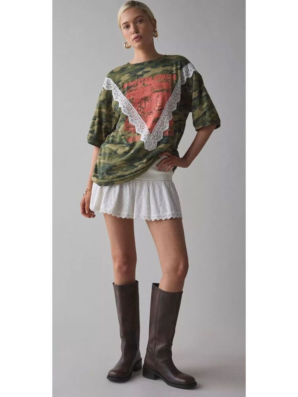 (SMALL, PTP 22) NWOT URBAN OUTFITTERS KIMCHI BLUE CAMO LACE TRUCK SHIRT